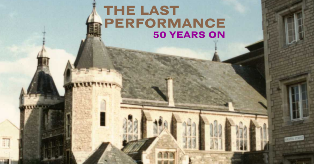 Picture of the Mechanics' Institute with the text "The Last Performance: 50 Years On"