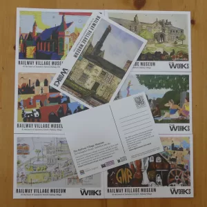set of 8 railway village postcards